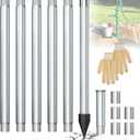 Well Drilling Kit, 1-1/4 Stainless Steel Well Drive Point for Soft Soil, 5x39" Galvanized Drive Point Pipes, Heavy Duty Sand Point Well Kits for Shallow Water, 36"Point 60 Mesh, for Garden, Farm, Lawn