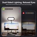 Premium LED Desk Lamp for Home Office Eye-Caring Double Side Light with Knob Remote, Stepless Dimming & Color, Memory, Metal Table Lamp for Zoom, Studying, Video Conference, Flicker-Free, Glare-Free