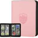 Trading Card Binder 4 Pocket, GERMUN PU Cover Card Binder for 160 Cards, Premium Trading Card Holder Folders, Double Sided Pocket Card Album for MTG, TCG (Pink)