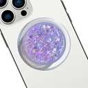 Magnetic Retractable Phone Stand, Phone Grip, Suitable for Round Foldable Phones and Tablet Accessories - Transparent Shine (Magnetic Purple)