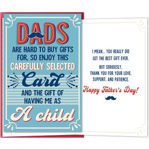 2 x Funny Father's Day Card for Dad, Unique Happy Fathers Day Cards Gift from Son or Daughter, Humorous Appreciation Card from Kids for Father