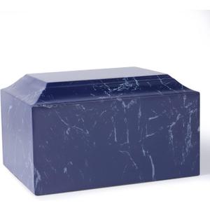 Blue Classic Cultured Marble Cremation Urn for Adult Ashes, Urn for Human Ashes, Adult Sized Memorial Urn for Ground Burial or Home Memorial