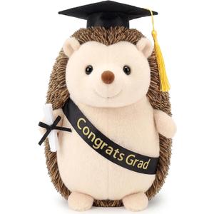 Hollowfly 2026 Graduation Gifts Plush Hedgehog 11.8 In Stuffed Animal with Cap Diploma Congrats Grad Sash Cute Hedgehog Graduation Plushies Plush Toy Doll for Class of 2026 Students Boys Girls (Black)