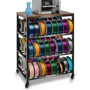 3D Printer Stand with Filament Storage, 4-Tier 3D Printer Table Cart Filament Storage Rack with Wheels, Heavy Duty Metal 3D Printer Desk Shelf for Studio Garage Office Workshop