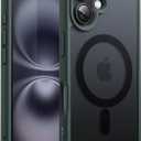 JETech Magnetic Case for iPhone 16 6.1-Inch Compatible with MagSafe, Translucent Matte Back Slim Shockproof Phone Cover (Dark Green)