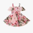 Toddler Baby Girls Summer Dress Chiffon Princess Tutu Dress Floral Beachwear Suspender Sundress Skirt Little Girl Clothes
 Size 2T