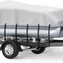 Pontoon Boat Cover, Waterproof 1200D Pontoon Cover with Motor Cover, 21-24 FT Canvas Boat Cover for Pontoon, Gray (Length: 21'-24' Beam Width: up to 102")