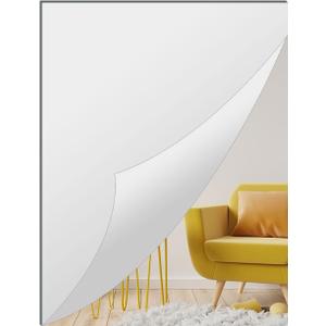 Acrylic Mirror Sheet for Wall, 15.7" x 19.6" Large Rectangular Mirror Tiles Frameless Wall Mounted Mirror Self-Adhesive Mirror Stickers for Vanity Bedroom Home Decor