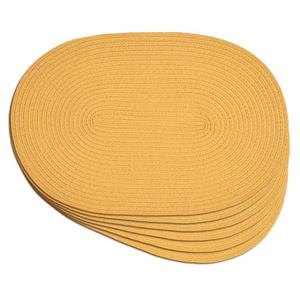 Noctiflorous Oval Braided Placemats Set of 6 Woven 12x18 Inch Non Slip Washable Heat Resistant Place Mats Round Tablemats for Dining Kitchen Party Daily Table Decor Dinner Mats (Solid Yellow, 6)