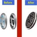 2 x for Hyundai Key Fob Cover Keyless Remote Smart Key Fob Shell with Keychain Fit for Hyundai Ioniq 6 Grandeur GN7 KONA (5 Buttons Black-Silver)