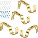 Frienda 4 Pcs Gold Curtain Rod Support Brackets Adjustable Curtain Rod Hangers for 1 Inch Diameter General Hardware Holders Wall Bracket Hanger Hooks with Screws