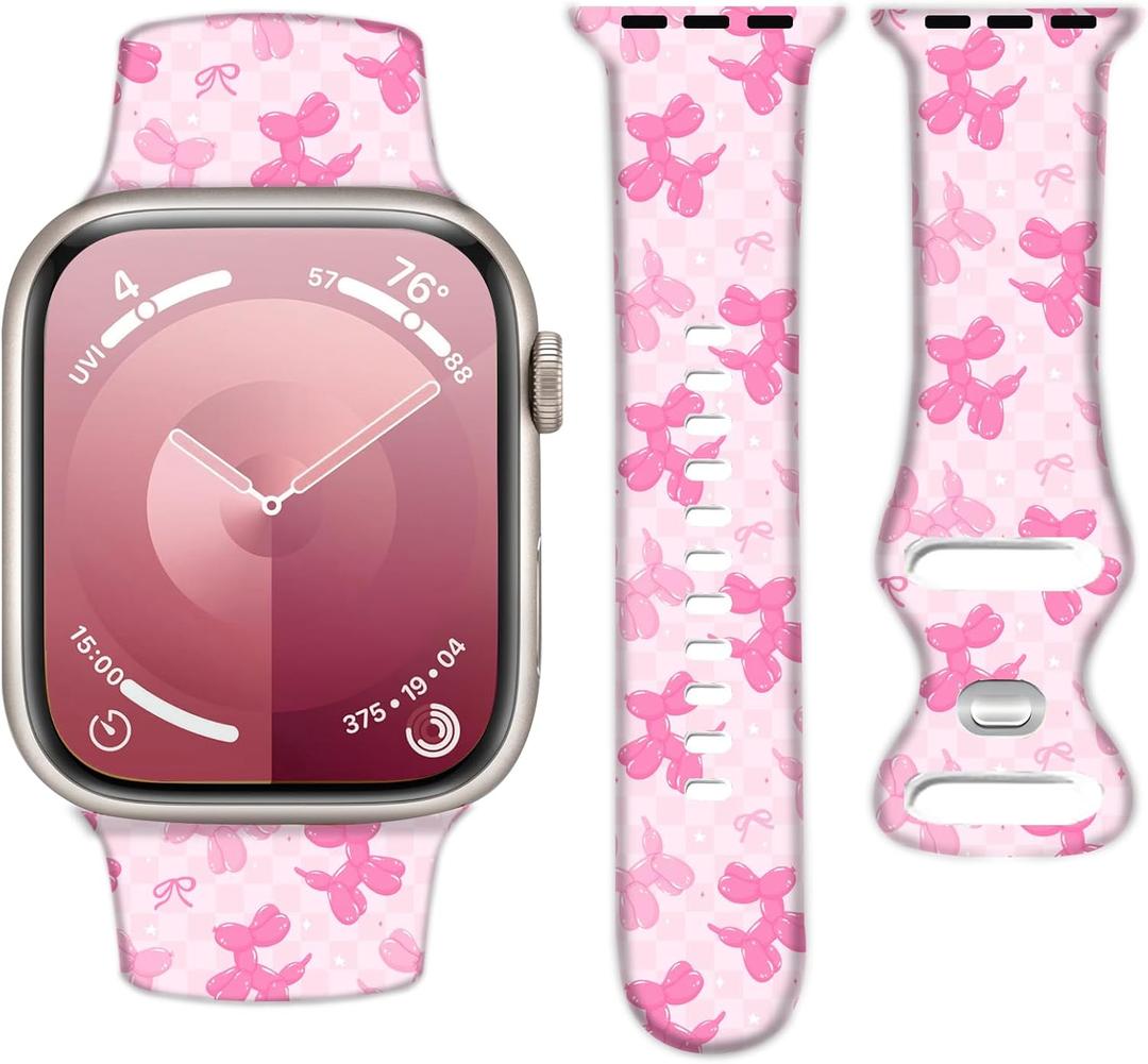 Silicone Watch Band Compatible with Apple Watch 38mm 40mm 41mm, Soft Adjustable Waterproof Strap for Women and Men,Cute Fadeless Pattern for iWatch Series 10 9 8 7 6 5 4 3 2 1 SE Ultra 2/1