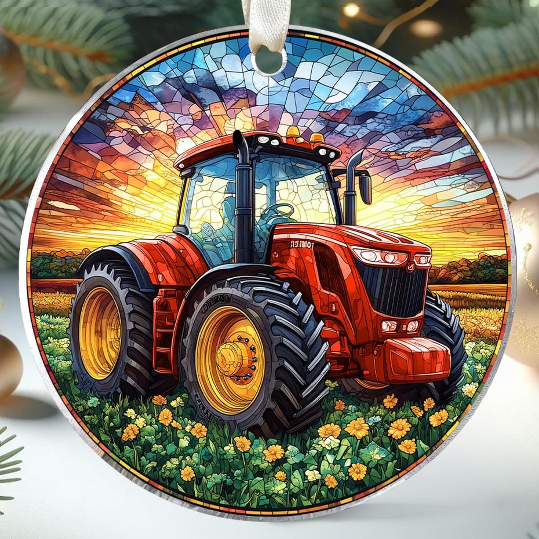 Tractor Ornament - Farm Christmas Ornaments, Barn Ornaments for Farmers - Farmer Tractor Gifts - Acrylic Ornament 2025 for Christmas Tree
