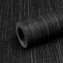 Black Grasscloth Peel and Stick Wallpaper - 15.7"x120" Vintage Texture Removable Waterproof Wall Paper for Room Walls, Cabinets, Furniture, Drawers, Desk