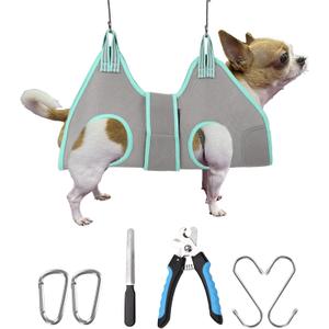 Dog Grooming Hammock Harness, Small Dog Groming Sling, Gray Dog Hanging Harness for Nail Trimming,Dog Nail Clipping Hanger Restraint Holder (XXS (8 LB Max) Silver Grey 4-9in)