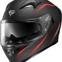 Full Face Motorcycle Helmet with Internal Tinted Visor & DOT Approved for Moped ATV Cruiser Scooter (Matt Red, Medium), Size L