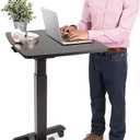 Stand Steady Multifunctional Mobile Podium Desk | Portable Sit to Stand Lectern with Pneumatic Height Adjustment & Tilting Desktop | Rolling Laptop Stand | Mobile Desk for School, Home, Office (Black)