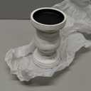 NIKKY HOME Rustic Pillar Candle Holder Set of 3  Farmhouse Wood Candlestick Stand for Mantle, Fireplace, Dining Table Centerpieces, Distressed White