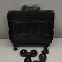 Foldable Utility Cart with 8 Wheels, Collapsible Rolling Cart with Telescoping Handle & Lid, Portable Organizer Crate for Shopping, Teachers, Office, Travel, Books, Snacks, Stairs (Black)