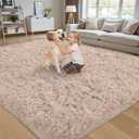 6x9 Area Rug for Living Room:Ultra Soft Fluffy Shag Beige Rugs,Large Fuzzy Plush Indoor Non Slip Carpet Washable Rug for Bedroom Kids Nursery Office Dorm Modern Decor(Beige 6'x9')