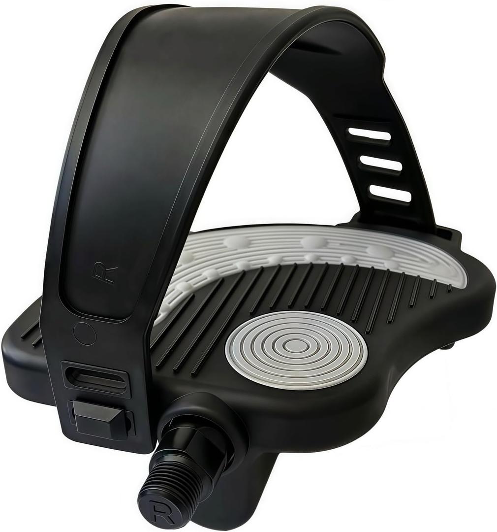 YBEKI Pro-Grade Exercise Bike Pedals with Adjustable Straps - 9/16" & 1/2" Spindle for Indoor Peloton/Schwinn/Spin Bikes | Heavy-Duty PP Plastic & PVC Straps + 500lb Capacity