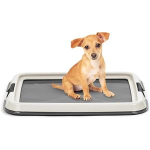 IRIS USA Pee Pad Holder  ExtraSmall Sized Dog & Puppy Pee Pads, Secured Latches, NonSkid Feet, High Polish Finish for Easy Cleaning, Leak Protection, Fits 14"x17" Pad Puppy & Toy Breeds, Dark Grey