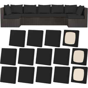 14Pcs Patio Stretch Cushion Covers, Outdoor Couch & Sofa Replacement Slipcovers for Patio Furniture Cushion Covers, Washable Reusable Furniture Protector, Square Large, Black