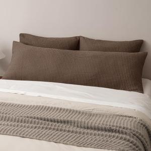 PHF Ultra Soft Waffle Weave Body Pillowcase with Zipper, No Insert, 1Pack 20" x 54" Pillow Sham, Breathable & Skin-Friendly Body Pillow case, Stylish Decorative Bed Pillow Cover, Mocha