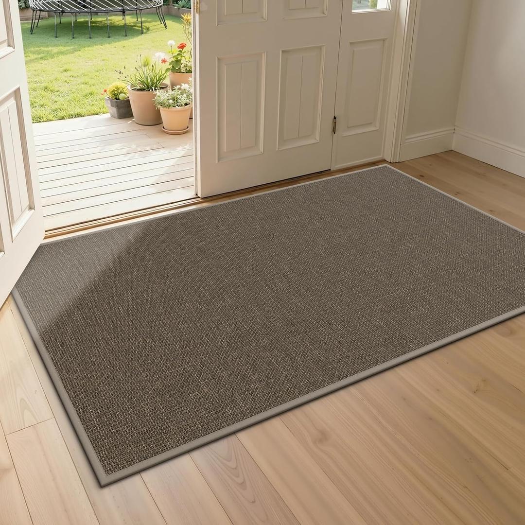 Indoor Door Mats 32"x47" Door Mat Indoor Entrance Resist Dirt Inside Washable Non Slip Entry Rugs for Entryway, Brown