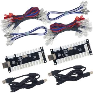 SJ@JX 2-Player LED USB Encoder to Arcade Joystick and LED Arcade Buttons for PC, MAME and Raspberry Pi (happ)