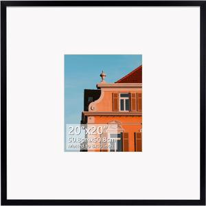 Rempry 20x20 Floating Picture Frame, Display Pictures 8x10 with Mat or 20x20 Without Mat, Signature Picture Frame - Streamline Collection, Black, 1 Pack