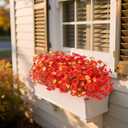 Fake Fall Flowers Artificial for Decoration, 12 Bundles Faux Plants Silk Orange Flowers Morning Glory Petunias Realistic UV Resistant for Outdoors Planter Porch Patio Window Box, Sunset