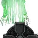 Haunted Hill Farm Motion Activated Floating Skeleton Ghost Over Tombstone by Tekky, Battery Operated Halloween Animatronic for Indoor or Covered Outdoor Creepy Halloween Decorations, Halloween Props
