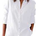 Button Down Shirts for Women Cotton Oxford Shirts Long Sleeve Dress Shirts Collared Blouses Work Casual Solid Tunic Tops, L