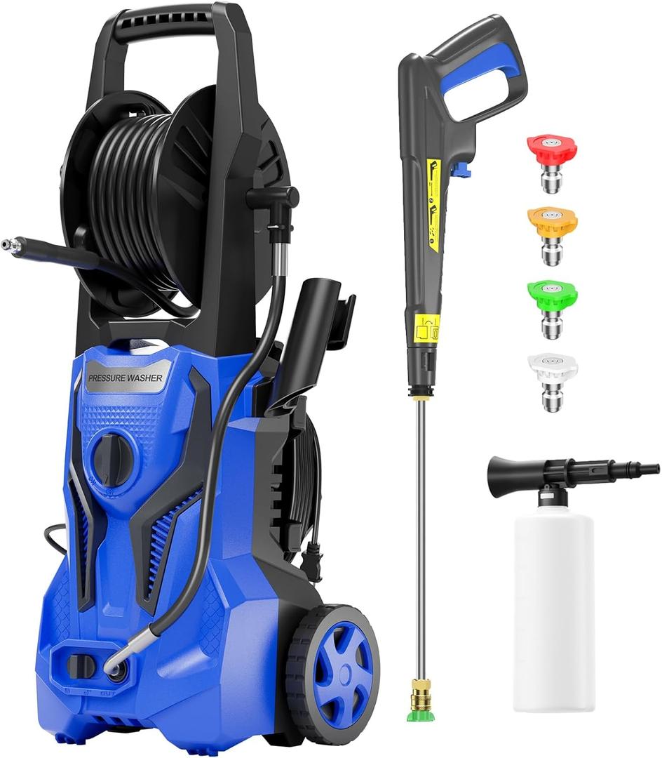 Electric Pressure Washer - 5000PSIMax 3.2GPM ZHUOLIN Power Washer for Cars Washing with 25FT Pressure Hose, Light Blue