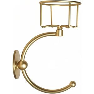 Towel Holder Matt Black Hand Towel Ring for Bathroom Wall Mounted, Heavy Duty Towel Hook with Candle Holder for Bathroom Wall Decoration (Black) (Gold)