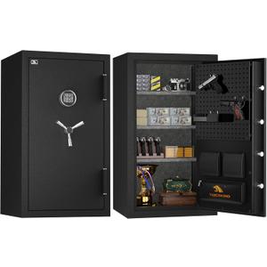 TIGERKING 8.78 Cu Ft Fireproof and Waterproof Safe with Digital Lock, DIY Pegboard Door, Heavy-Duty Steel Large Floor Safe for Home & Office, 30-Min 1200F Fireproof & 72-Hr Waterproof Protection