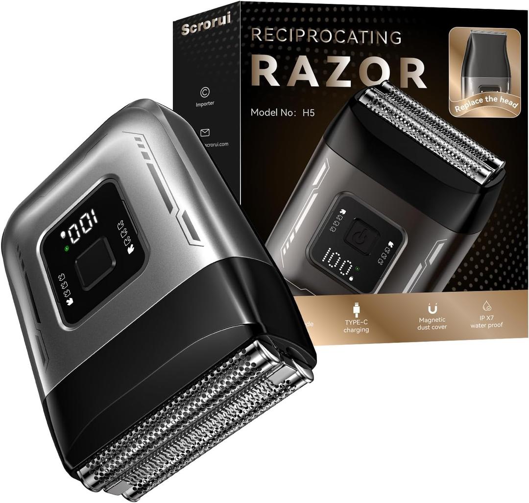 Professional Foil Shaver for Men: Cordless Electric Razor with High-Speed Dual Blades, Rechargeable USB-C, IPX6 Waterproof & Travel-Friendly/Home Use 1124 LJH