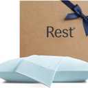 REST Evercool+ Cooling Pillowcases Standard - 2 Pillowcases for Sensitive Skin, Silver Infused Fabric for Hygienic Sleep, Silky Smooth for Curly Hair, High Elastic for Snug Fit (19x29 inches) (Light Blue)