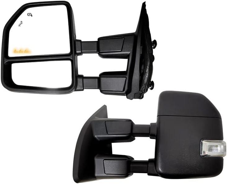 AERDM New Towing Mirror Black Housing with Temperature sensor Fit 1999-2016 Ford Super Duty F-250 F-350 F-450 F-550 with Turn Signal and Auxiliary Lamp