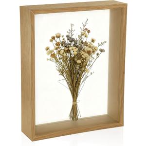 Floating Picture Frames Wooden Pressed Flower Frame, 1 Pcs Acrylic Picture Frames 8x10 Inch for Display Dried Flowers, Artwork Wall and Tabletop, Home Wedding, DIY Crafts (Khaki)