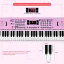 61 Key Electronic Keyboard, Kids Portable Music Keyboard with 100 Tones & Rhythms, Recording & Programming, Gift for Children Early Education Beginners, Pink, 30 x 9.4 x 2.4 inches