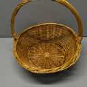 Handwoven Wicker Harvest Basket with Handle, Natural Storage and Picnic Basket, 15.7x13x15 Inches