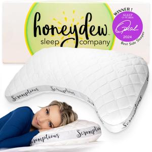 Honeydew Scrumptious Cooling Side Sleeping Pillow with Free Pillowcase- Best for Side Sleepers- Neck and Shoulder Pain Relief Pillow- The Most Awarded Side Sleeper Pillow- Made in The USA (Queen Size) (Queen (Pack of 1))