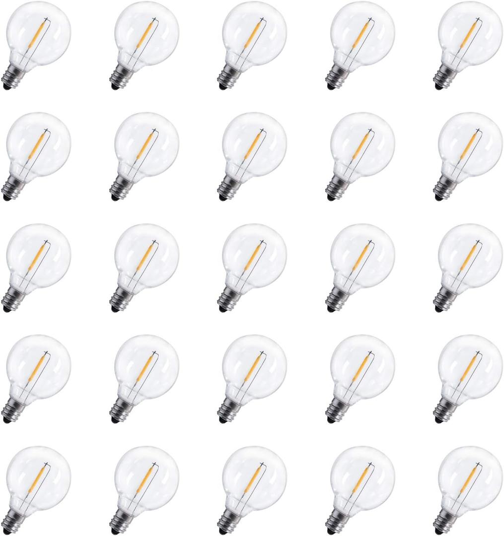 Brightown G40 Led Replacement Light Bulbs 1W Shatterproof Globe Bulb fits E12 or C7 Candelabra Screw Base Sockets, 1.5 Inch Dimmable Light Bulbs for Indoor Outdoor Patio Decor (50Pack)