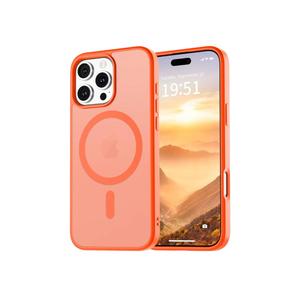 Vnnink for iPhone 16 Pro Max Case,Magnetic Matte Military Grade Drop Protection Translucent Cell Phone Cover - Slim Rugged Durable Shockproof Bumper Case, Orange