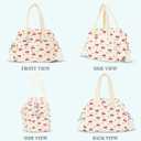 Lunch Box for Women,Insulated cherry Corduroy Lunch Tote Cute Lunch bag with Shoulder Strap, Multiple Pockets, Adult Teacher Nurse Bento Lunch Box for Women for work Picnic