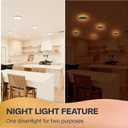 POWERASIA 1 Pack Black 5/6 Inch LED Can Lights with Night Light, 5CCT Retrofit Recessed Lighting Selectable 2700K-6000K Dimmable, 12W=75W, 1200LM Downlight with Metal Smooth Trim-ETL and Energy Star