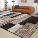 Large Area Rugs,Modern Geometric Patchwork Floor Decor for Bedroom Aesthetic Carpet, Rockwood Collection, Indoor Rugs for Living Room Dining Room Nursery Office Machine Washable Rug, 5x8 Ft Chocolate