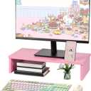 Qupui 21" Monitor Stand Riser with Phone Holder, Monitor Stand for Desk, Computer Monitor Stand, Desk Shelf for Top of Desk, Desktop Organizer for Laptop, Printer, TV